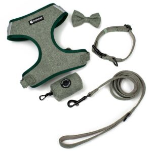 Luxury Twill Dog Harness and Leash Set Custom Logo Adjustable Pet Vest Wholesale Designer Dog Collar Leash Manufacturer OEM
