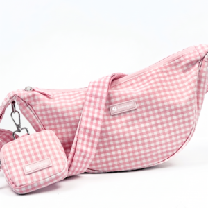 Custom LOGO Dog Harness Set Dog Leash Dog Walking Bag Fanny Pack Stylish Gingham Pet Crossbody Sling Bag Treat Pouch Bag