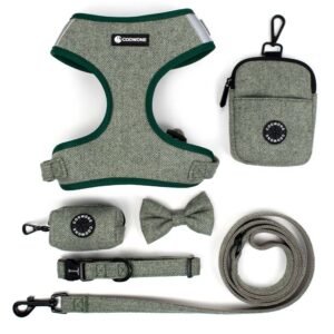 Custom Adjustable Dog Harness Set with Dog Treat Pouch Reflective Pet Harness Dog Collar Leash