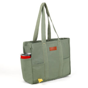 custom canvas pet training tote bag large capacity dog travel carrier fashion style polyester lining outdoor picnic daily use